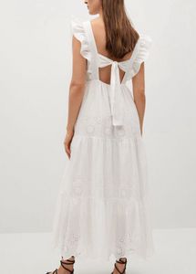 White Ethnic Embroidered Pure Cotton Dress