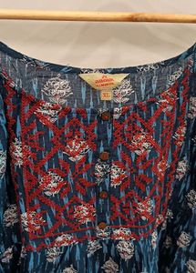 Blue Floral Embroidered Dress