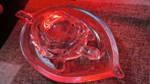 Vintage Glass Turtle Trinket Dish