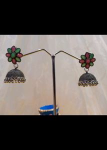 Oxidised Jhumka Earrings