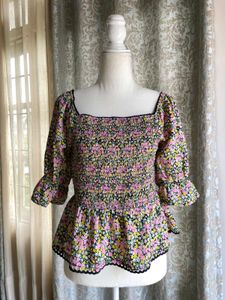 Floral Smocked Peplum Top