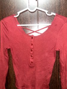 Cute Red Long Sleeve Top