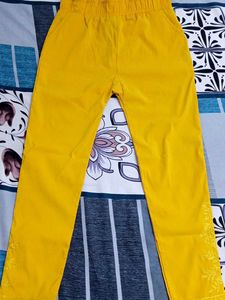 Yellow Embroidered Pants