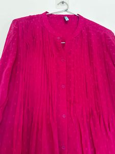 Pink Poly Chiffon Self Design Frontslit Kurta