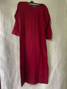 Elegant Maroon Embroidered Cotton Kurti