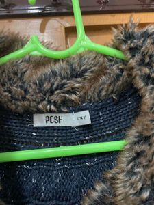 Fur Collar Knit Vest