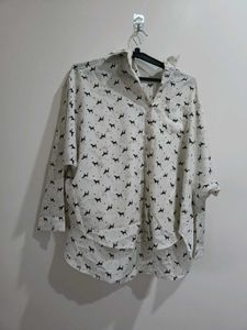 Dog Print Oversized Shirt
