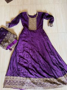purple long anarkali dress