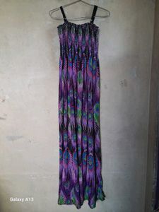 Peacock Print Maxi Dress