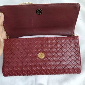 ESTEE LAUDER Burgundy Woven Chain Wallet