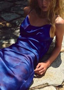 ZARA Long Printed Fishtail Satin Dress