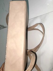 Sparkly Beige Top Handle Bag