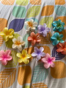 Colorful Flower Hair Claw Clips - Set of 12