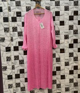 Pink Georgette Resham Chikankari Kurti