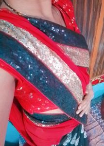 Red And Black Mix Saree