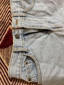 Denim Wash Mini Skirt With Zip