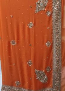 Orange Embellished Saree