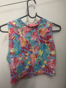 Vibrant Floral Sleeveless Crop Top