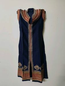 Embroidered Navy &amp; Red Indian Salwar Kameez