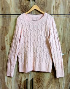 Light Pink Self Design Pullover Size-36-38