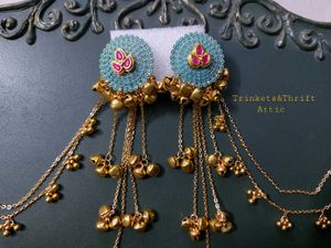 Ghungroo earrings with detachable hair chain