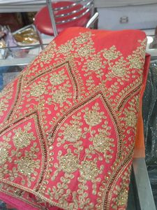 Embroidered Pink &amp; Gold Lehenga