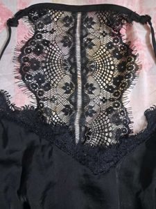 Sexy Vintage Black Satin Slip Dress