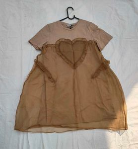 Korean Style Tshirt Organza Short Dress