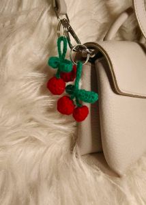 Cute Crochet Cherry Keychain