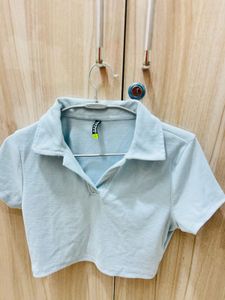 Cute Light Blue Crop Top