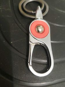 Silver &amp; Red Keychain
