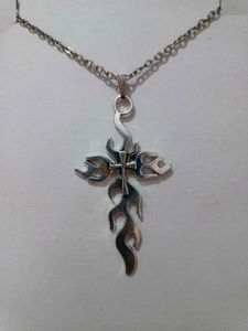 Flame Cross Pendant Necklace