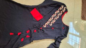 Black &amp; Red Long Gown Or Kurti