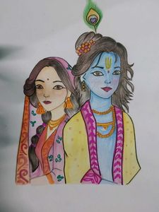 Beautiful Radha Krishna Drawing.