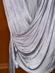 Elegant Silver Draped Top