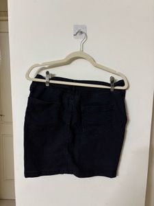 Black Denim Mini Skirt