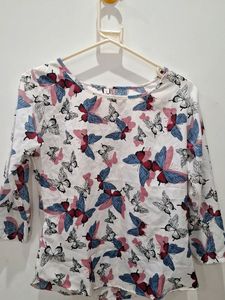 Butterfly Printed White Top