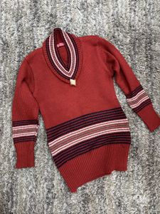 V Thick Wool collared Sweater