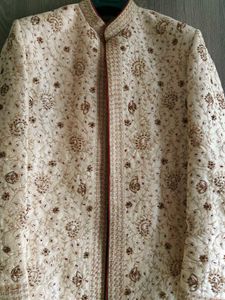 Elegant Cream &amp; Maroon Sherwani