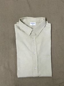 Khaki Boxy Shirt Style With Button Up