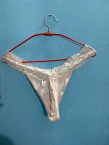 branded Lace Trim Thong