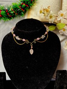 Rose Quartz Leaf Necklace