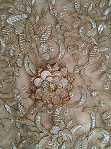Gold Floral Embroidered Maxi Skirt