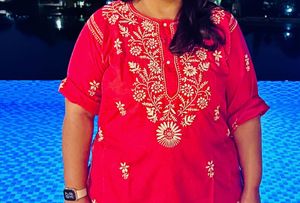 Red Embroidered Kurta