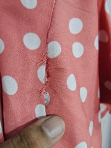 Coral Polka Dot Crop Top