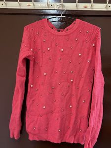 Pink Beaded Sweater