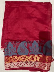 Red Saree with Paisley Border