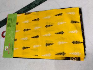 Brown &amp; Yellow Printed Unstitched Salwar Suit
