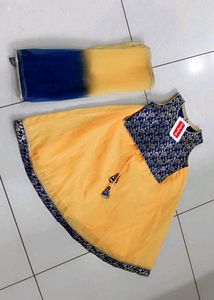 Cute Yellow & Blue Girls Lehenga Choli