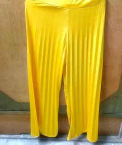 Bright Yellow Striped Palazzo Pants